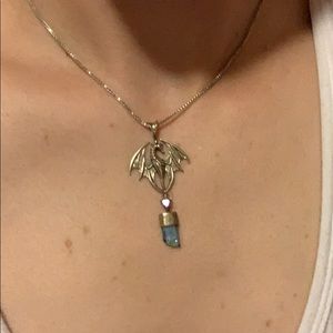 925s Aqua Aura Amethyst DRAGON Necklace